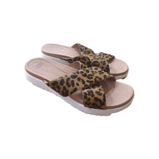 UGG Kari Slide Flat Sandals Leopard Print Rubber Sole Criss Cross UK 5 (12)