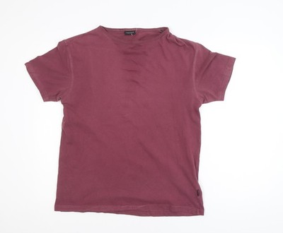 Selected Menswear Herren Burgunderrot Rundhals Baumwollmischung T-Shirt Größe M