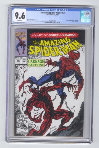 Amazing Spider-Man #361 CGC 9.6 Marvel Comic White 1st Carnage Mark Bagley Cover