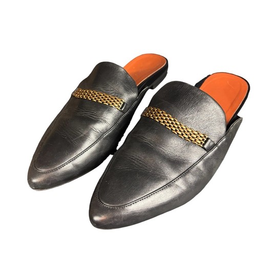 Vionic Starling Black Leather Mules with Gold Accent– Women’s Sz 10