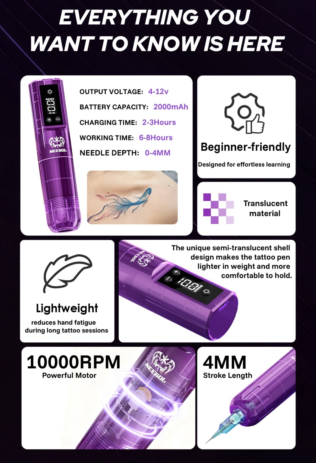 Tattoo Kit Professional Tattoo Pen Kit For Permanent Makeup Tattoo Machine Kit