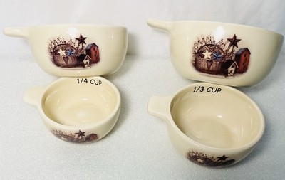 Glazed Ceramic Stoneware Measuring Cups   Star And Berry  western Rustic Design 