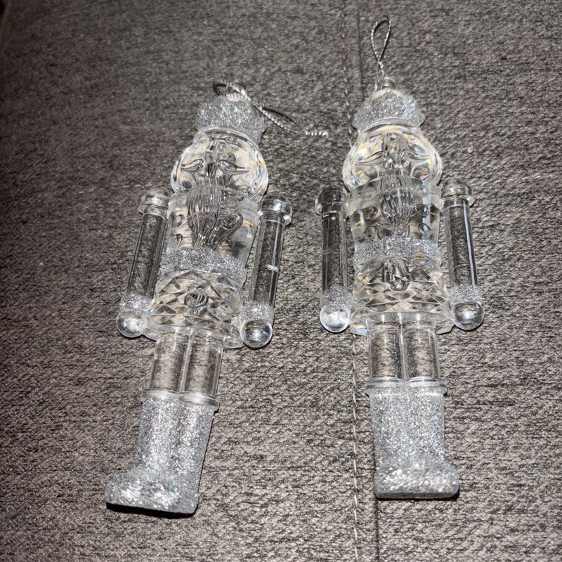 Nutcracker Soldier Acrylic Christmas Ornaments - 6" - Clear - Set of 2