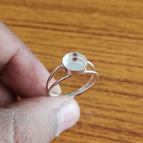 925 Sterling Silver Bezel Cup Ring Blank 10mm DIY Jewelry Supply