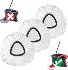 Mop Replace Head, 3 Pack Spin Mop Replacement Head Easywring 1-Tank System, Easy