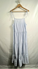 PIECES Martha Strap Ankle Dress Medium Pastel Blue Tiered Cottagecore Prairie