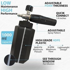 Foam Cannon Spray Nozzle 80 Degree Adjustable 1/4 Quick Connect