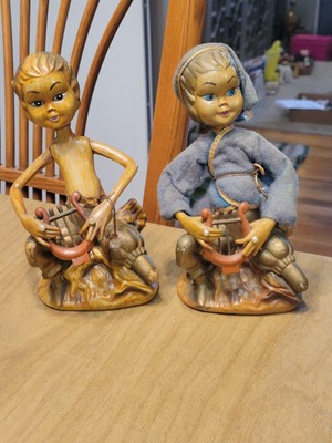 Set 2 TILSO ELVES Elf PIXIE Figurines Hong Kong CHRISTMAS Decor 1960 s Vintage