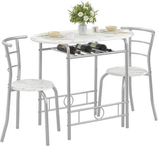 Juego de mesa de comedor de 3 piezas, juego de mesa y sillas de cocina para 2
