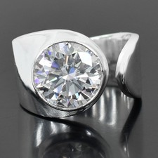 Certified 4.60 Ct White Diamond Unisex Band Adjustable Ring in 925 Silver