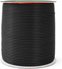 2mm Black Cotton Waxed Cord for Jewelry Making, 109 Yards   Waxed Cotton Stri...