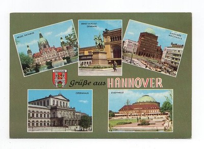 AK Hannover Anzeiger Hochhaus Oper Stadthalle Neues Rathaus Ernst August Denkmal
