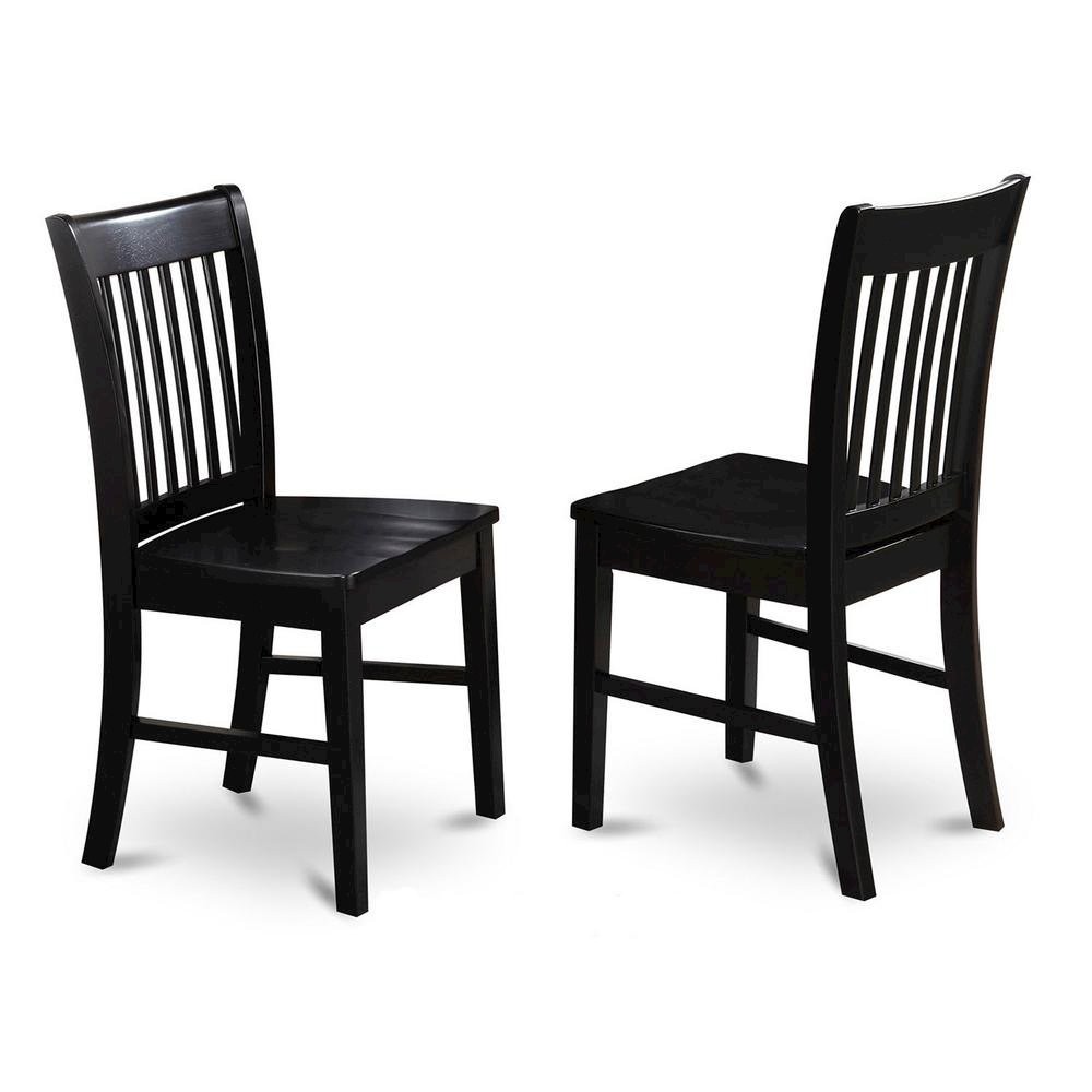 East West Furniture Norfolk Set of 2 Wooden Dining Chairs - Black (NFC-BLK-W)