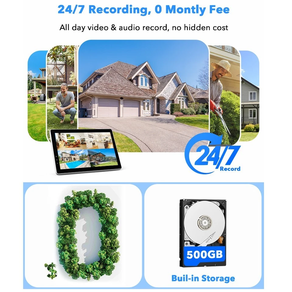 Wireless CCTV Camera Security System Outdoor 10CH NVR 10" LCD Monitor Hard Drive - Image 2 of 4