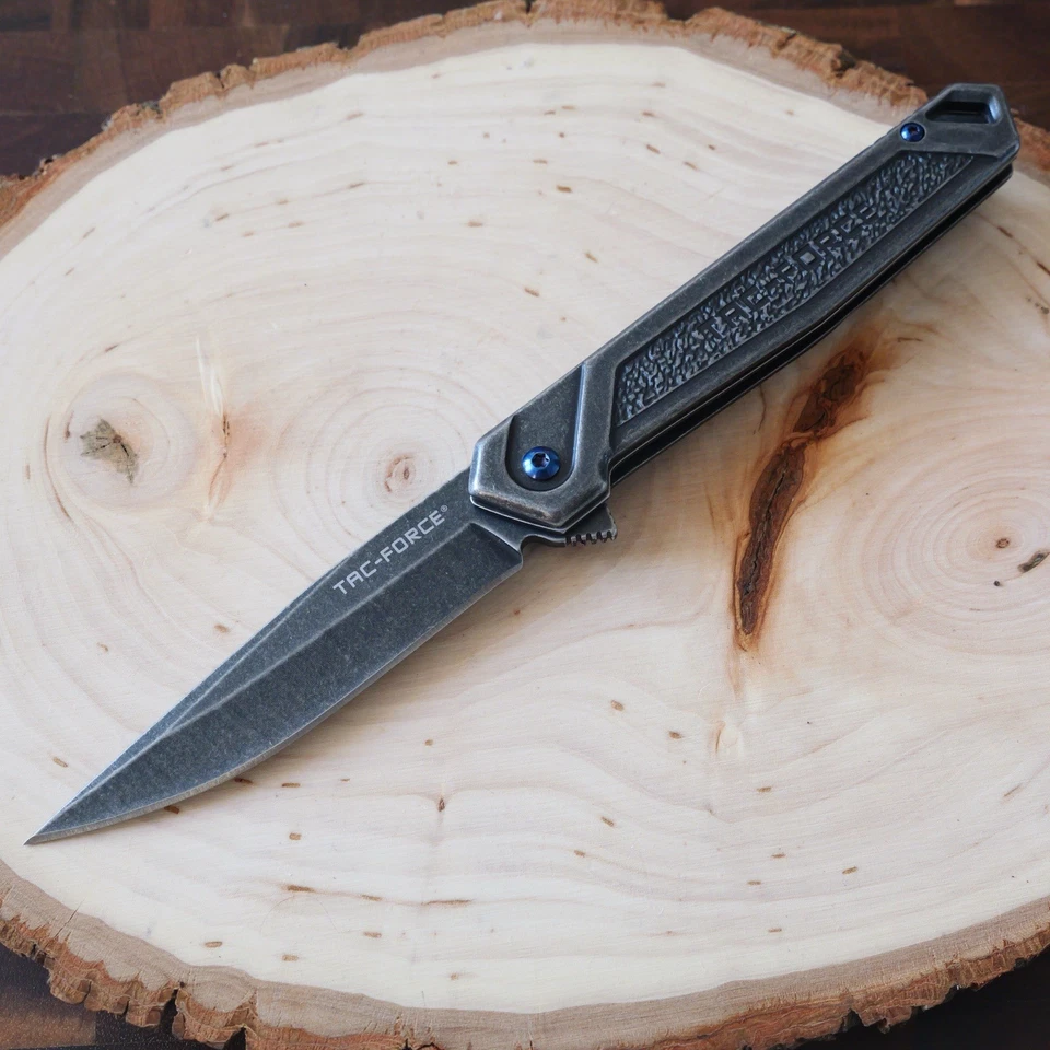 8” Pocket Knife Slim CEO Spring Assist Grey Blue - Image 3 of 4