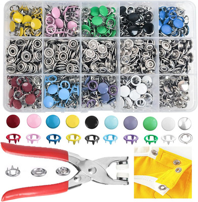 800PCS Metal Snaps Buttons with Fastener Pliers Press Tool Kit Perfect for DIY C