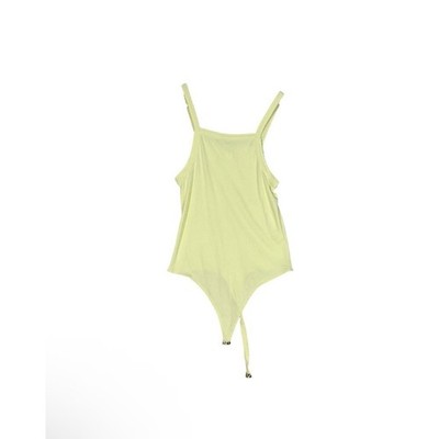 BP. Scallop Picot Bodysuit Womens Sz M Green Stretch Square Neck Spring Summer