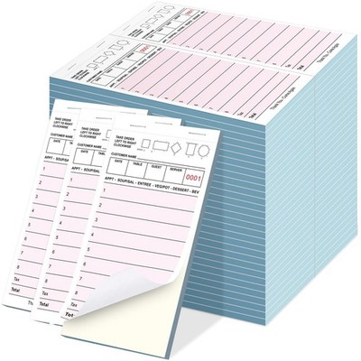 60 Pack Guest Check Book Bulk Double Part 2 with Seat Diagram, Pink 