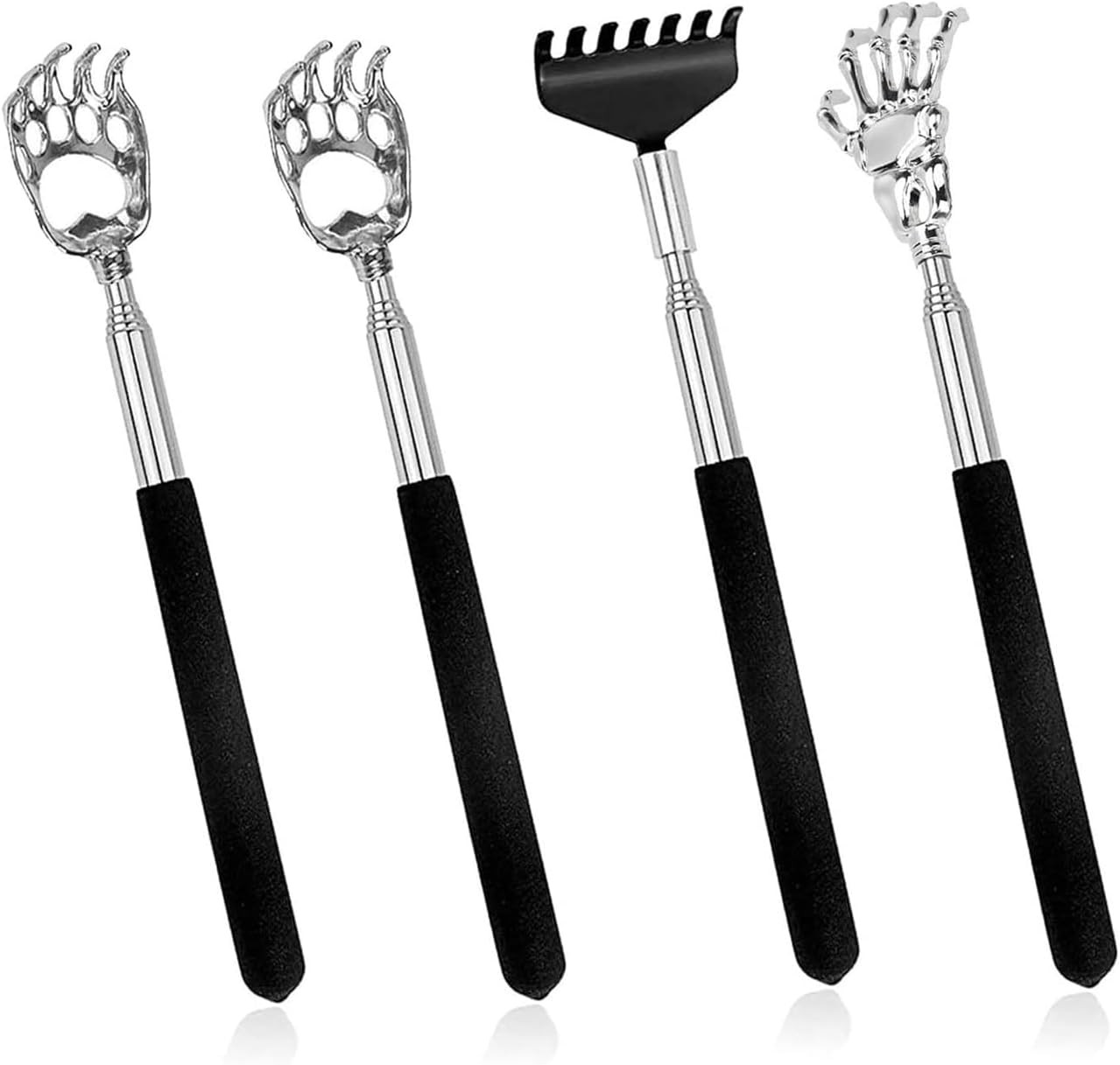 Backscratchers,4 Pcs Stainless Steel Extendable Telescopic Back Scratcher with S