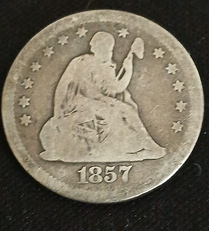 1857 O Seated Liberty Quarter Circulated Ungraded Uncertified 90% Silver