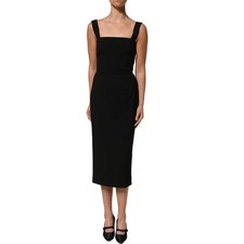 DOLCE & GABBANA Dress Black Viscose Stretch Sheath Midi IT40/US6/S RRP 2100usd