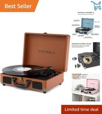 Bluetooth Suitcase Record Player Built-in Stereo Speakers 3-Speed Turntable