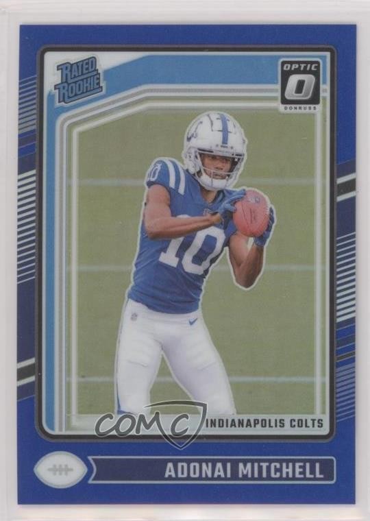 2024 Panini Donruss Optic Rated Blue Prizm /199 Adonai Mitchell #203 Rookie RC