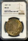 1887 Beautifully Toned 1887 Morgan Silver Dollar NGC MS63