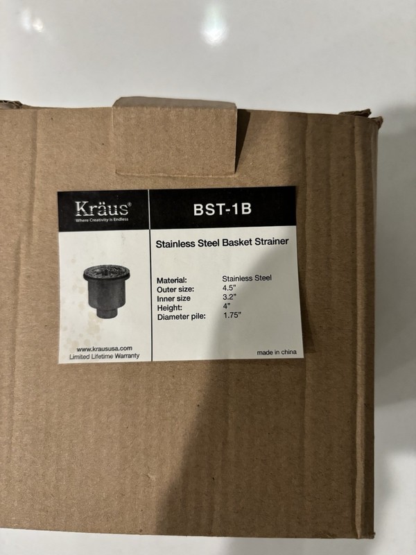 Kraus BST-1B Stainless Steel Basket Strainer - Brand New in Box