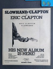 Eric Clapton Slowhand Album Promo Print Advertisement 1977