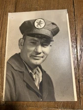 mid-century Texaco Attendant wearing Hat photo 7x5" B&W gas & oil collectible