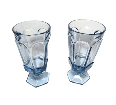 vintage set of 2 Fostoria Virginia blue water/iced tea goblet 6 7/8'' high