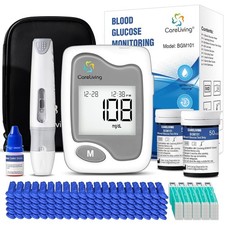 Blood Glucose Monitor Kit with 100 Test Strips and 100 Lancets for Diabetes