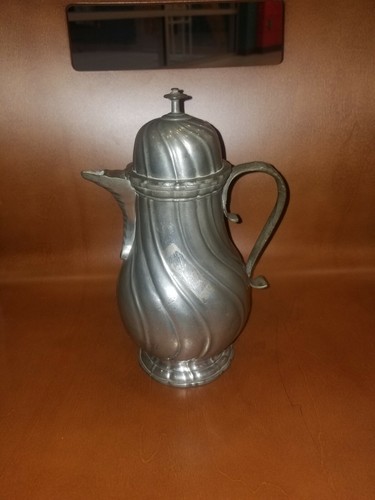 RARE 18TH CENTURY SIGNED JOHN BEDFORT WALKER & CO PEWTER COFFEE POT SIDE HINGED - Picture 1 of 10