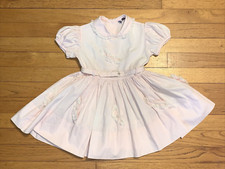 VTG Mary Louise Originals Lace Accent Pink Belted Toddler Dress 40's or 50's 