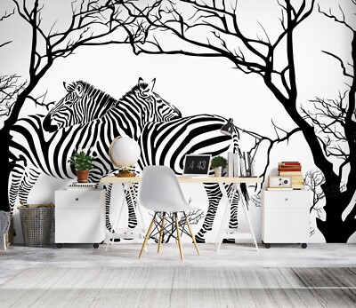 3D Branches Zebra ZHU1115 Wallpaper Wall Mural Print Removable Self-adhesive Amy