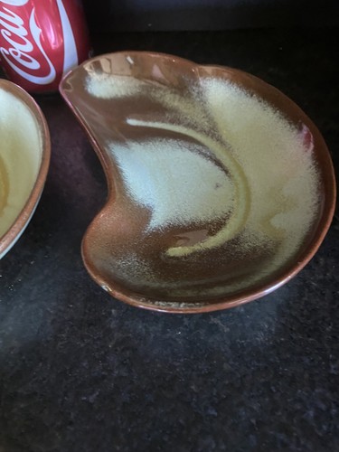 2x Frankoma Art Pottery 4S Bone Dish Bowl Tidbit PRAIRIE GREEN VINTAGE Lazybones - Picture 4 of 9