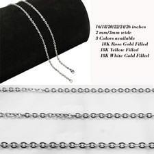 Genuine 18K White Gold Filled Tarnish-Free 16"/18-26" Cable Chain Necklace N146W