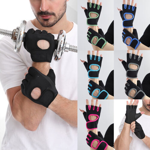 Damen Herren Halbfinger-Workout-Gym-Handschuhe Sportübung Bodybuilding ① - Afbeelding 1 van 19