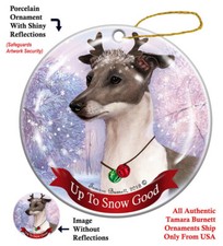 Up to Snow Good Ornament - Blue and White Italian Greyhound