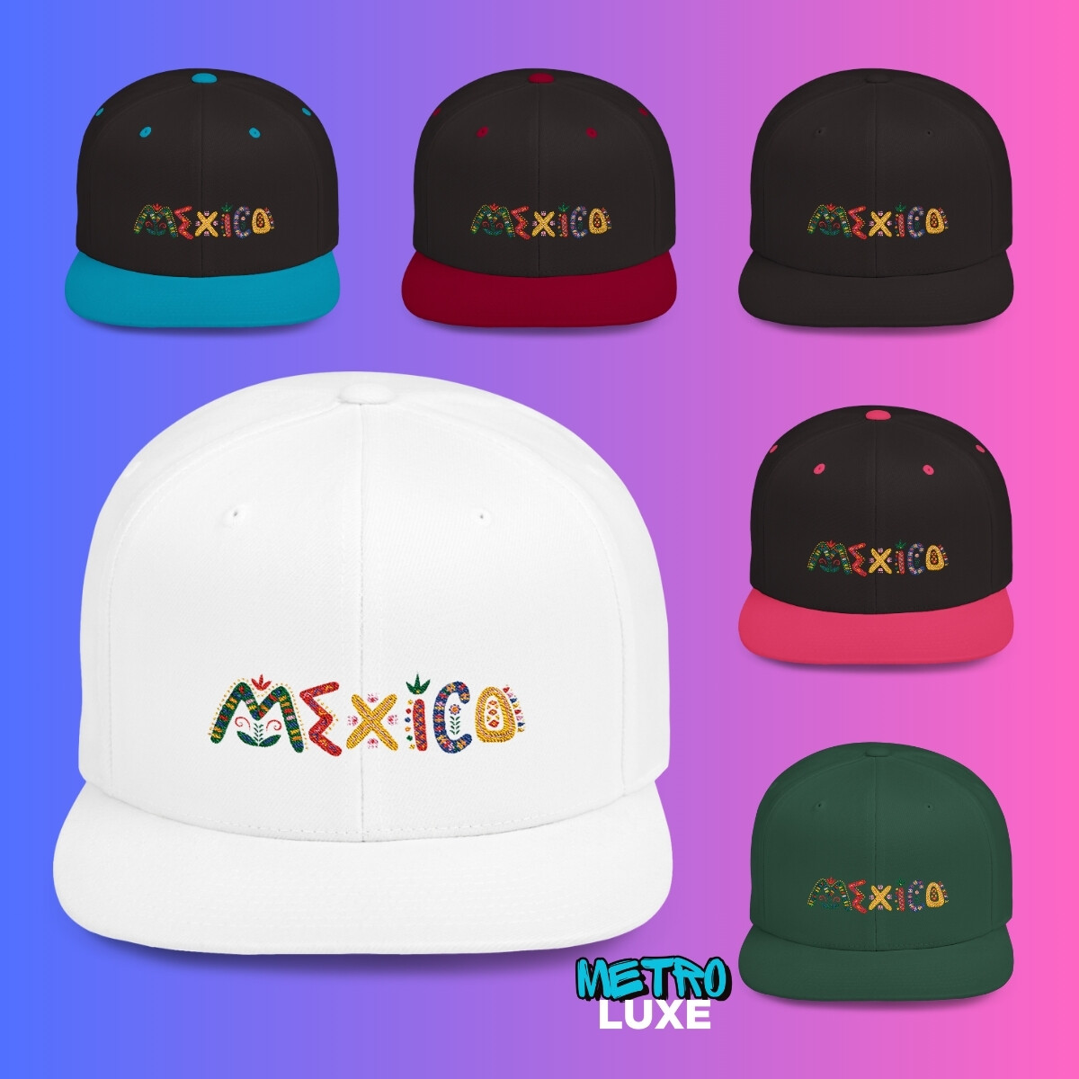 METROLUXE - MX (MEXICO ) Cap Unisex Flat Bill Snapback - One Size