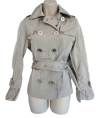 SEVENTY Sergio Tegon Belted Jacket Rain Coat Sz 40/4 US Tan Beige Small Beige 70