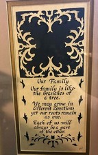 OUR FAMILY Beautiful Framed Paper Cutting - Scissor Cuts - Scherenschnitte 9x14"
