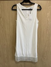 Mango MNG 1920s Style White Dress Side Medium 10 U.K. BNWT Tassel Lined
