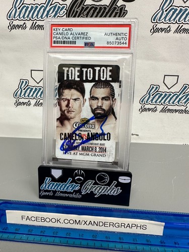 SAUL CANELO ALVAREZ SIGNED AUTOGRAPHED MGM GRAND KEY CARD ANGULO PSA DNA SLABBED