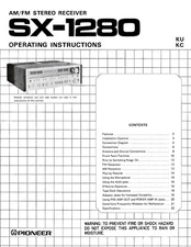 Pioneer SX-1280 Receiver Owners Manual