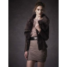 $1300 Muubaa Drape Genuine Sheep Shearling Jacket Black Lamskin 4 Us 8 Uk 36 Eu