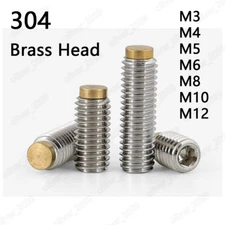 304 Stainless Steel Hexagon Socket Set Screws With Brass Dog Point M3 M4 M5-M12