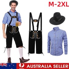 Deluxe Mens Lederhosen Oktoberfest Costume Octoberfest Bavarian German Beer Hat