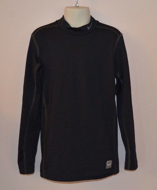 Download Nike Pro Combat Dri-Fit Boys M Compression Long Sleeve Mock Neck Black Shirt | eBay